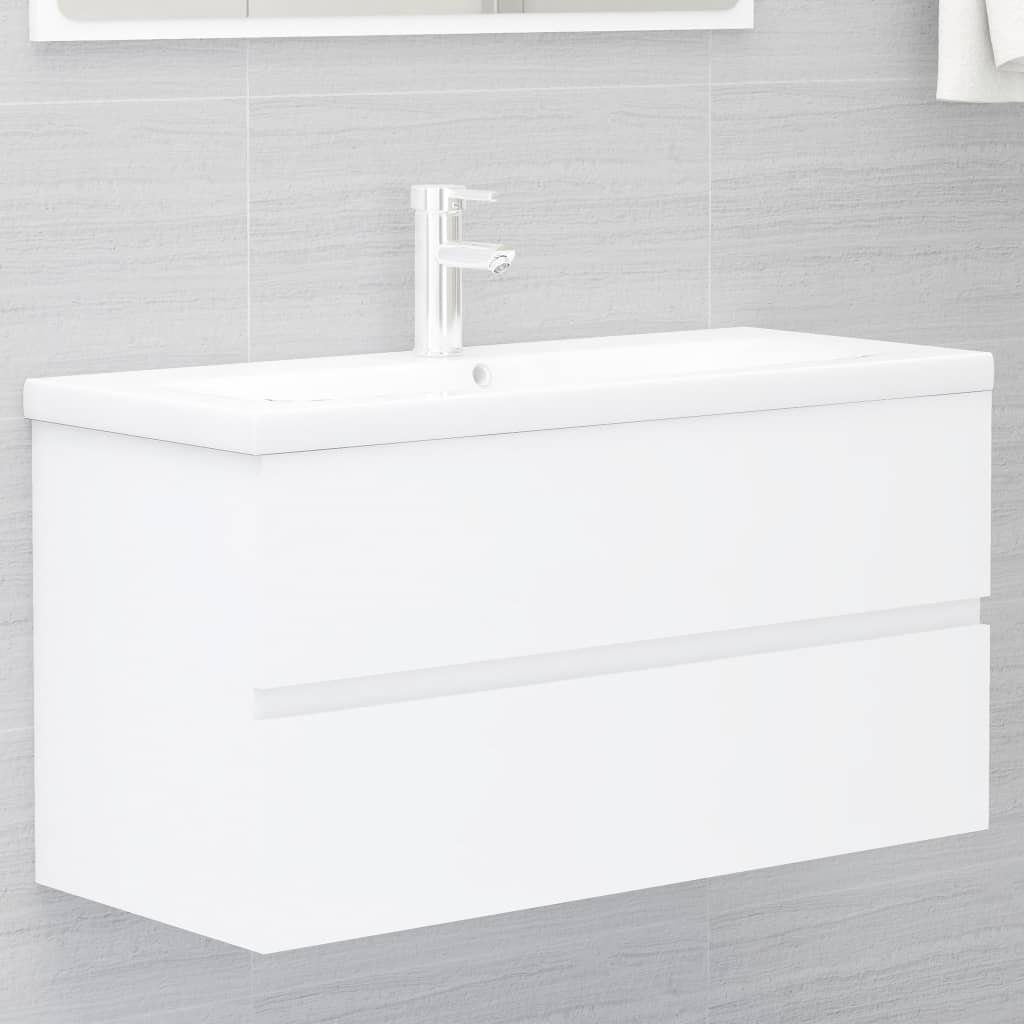 Sink Cabinet White 90x38.5x45 cm Engineered Wood - Design Hut