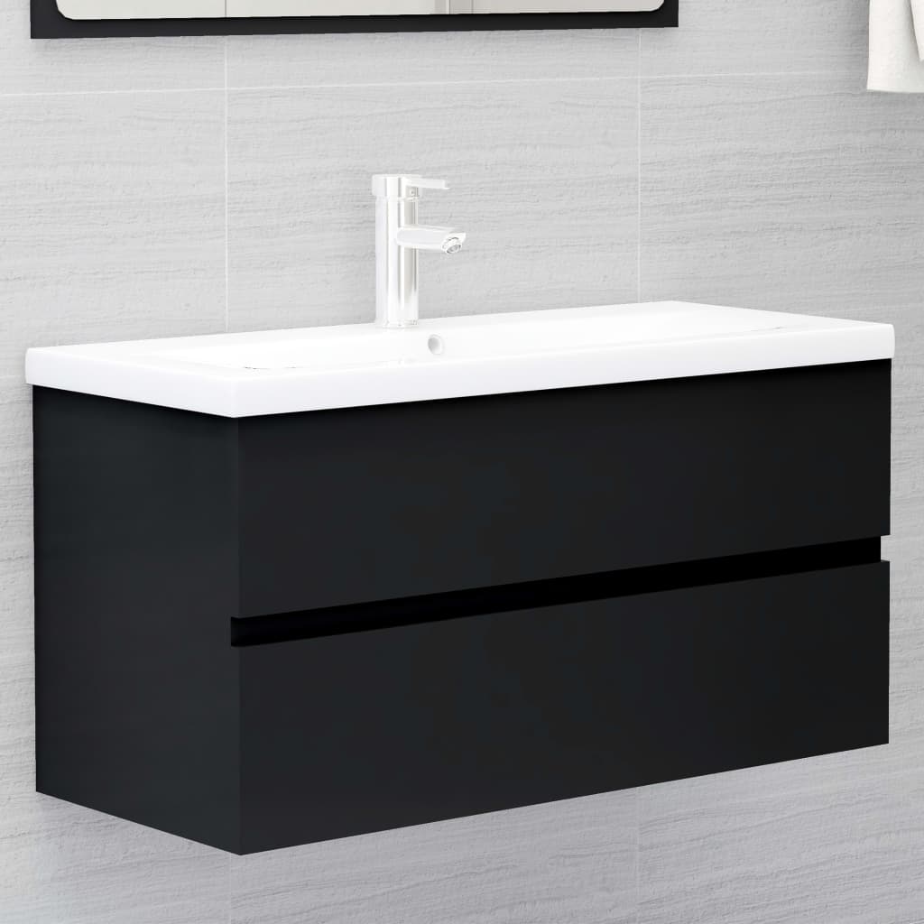 Sink Cabinet Black 90x38.5x45 cm Engineered Wood - Direct Imports