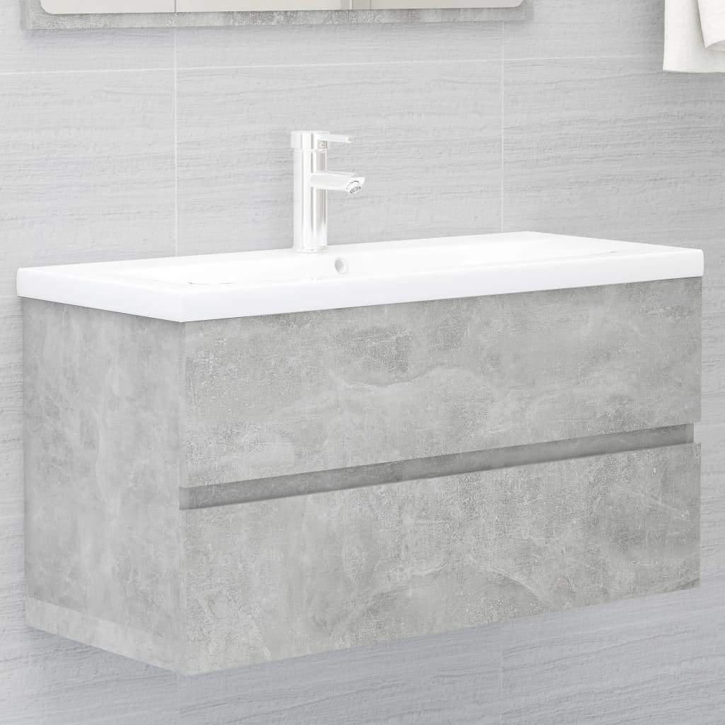 Sink Cabinet Concrete Grey 90x38.5x45 cm Engineered Wood - Brittle & Co