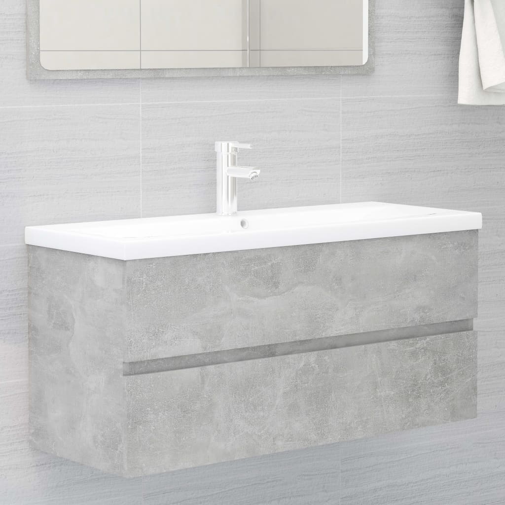 Sink Cabinet Concrete Grey 100x38.5x45 cm Engineered Wood - All Things Good
