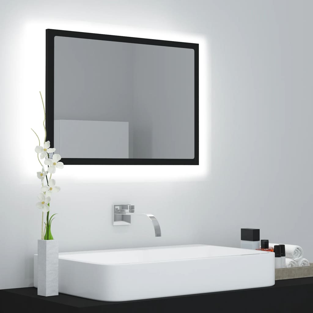 LED Bathroom Mirror Black 60x8.5x37 cm Acrylic - R and M Furniture