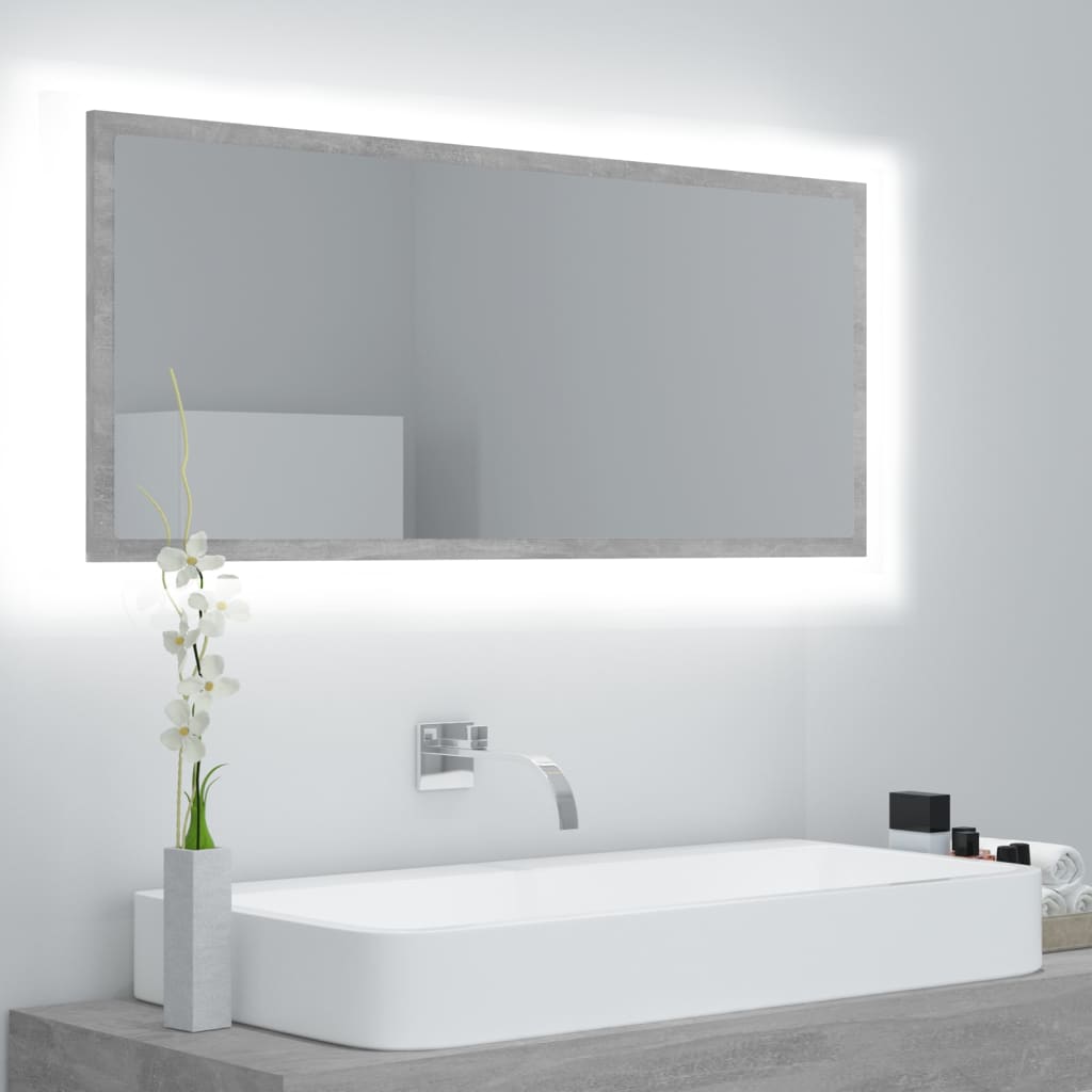 LED Bathroom Mirror Concrete Grey 100x8.5x37 cm Acrylic - Unbeatable Bargains