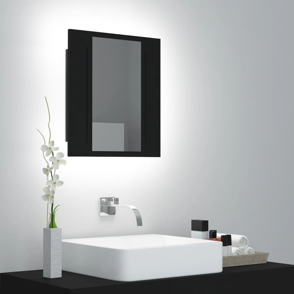 LED Bathroom Mirror Cabinet Black 40x12x45 cm Acrylic - Discount Dealers