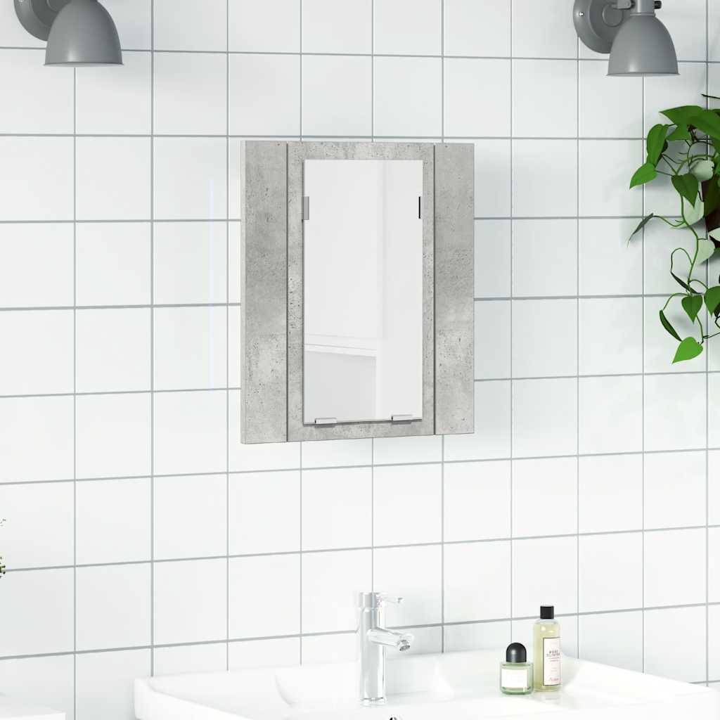 LED Bathroom Mirror Cabinet Concrete Grey 40x12x45 cm Acrylic - Direct Imports