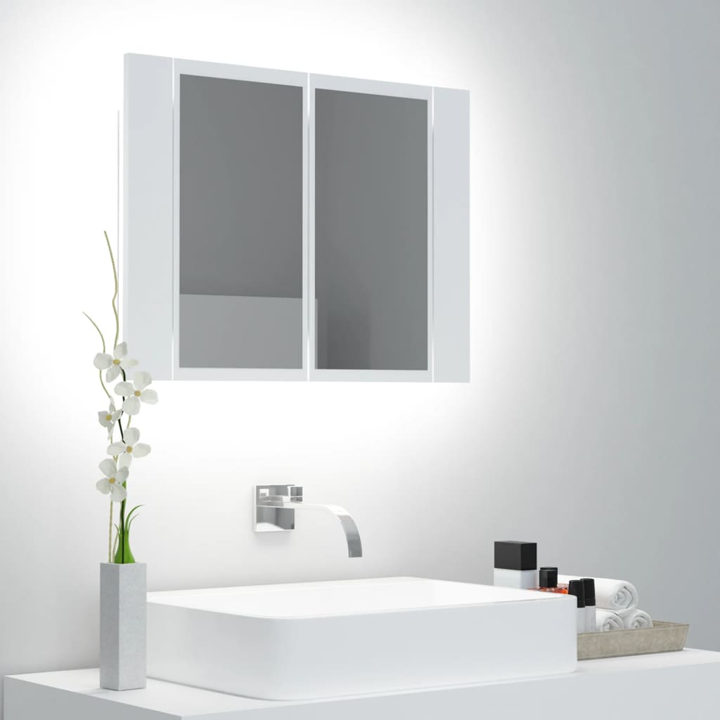 LED Bathroom Mirror Cabinet White 60x12x45 cm Acrylic - Casper Homes