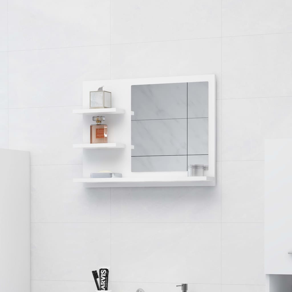 Bathroom Mirror White 60x10.5x45 cm Engineered Wood - Brittle & Co