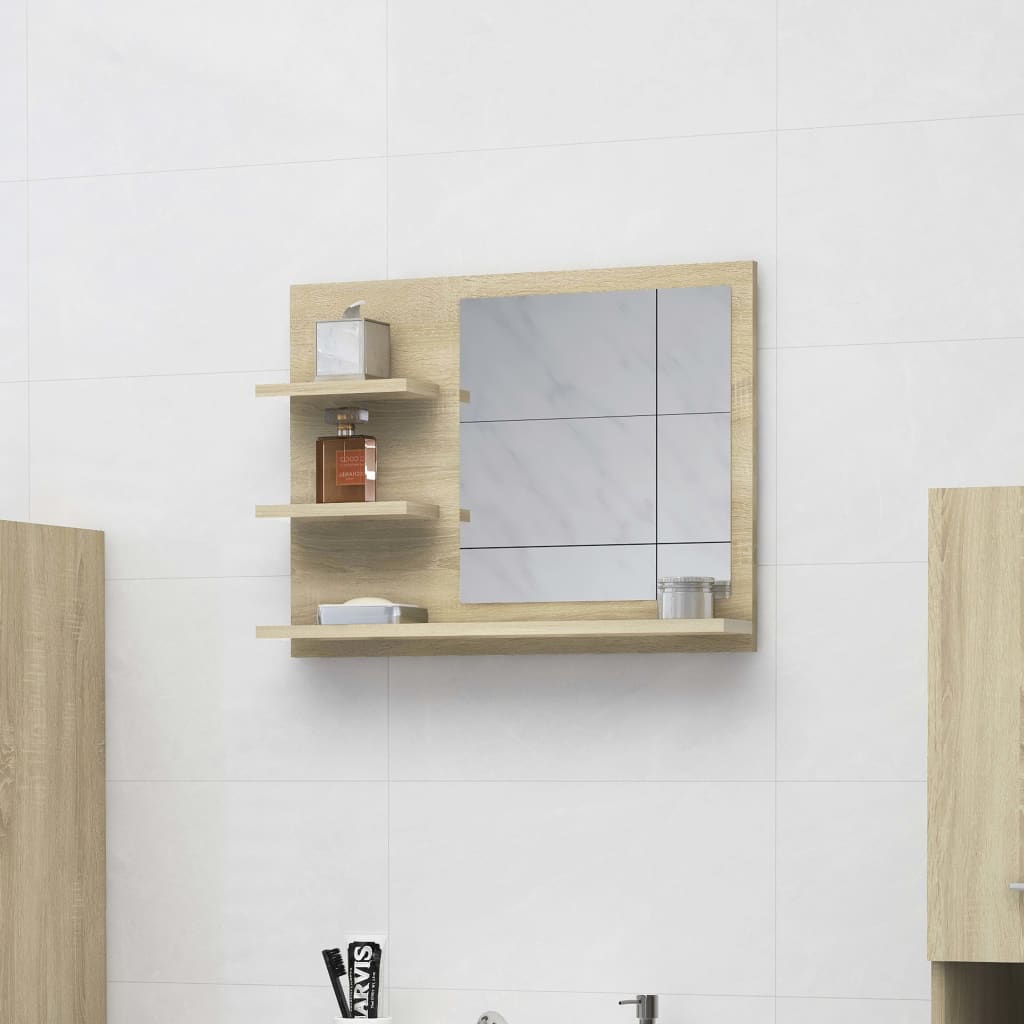 Bathroom Mirror Sonoma Oak 60x10.5x45 cm Engineered Wood - Direct Imports