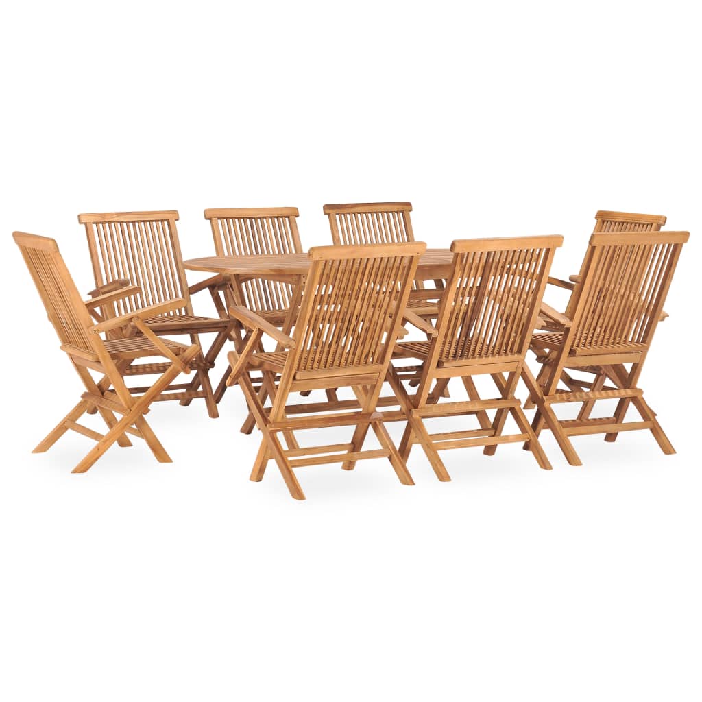 9 Piece Folding Outdoor Dining Set Solid Teak Wood - The Home Maker