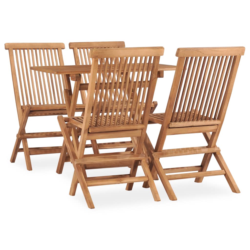5 Piece Folding Outdoor Dining Set Solid Teak Wood - Style and Chic