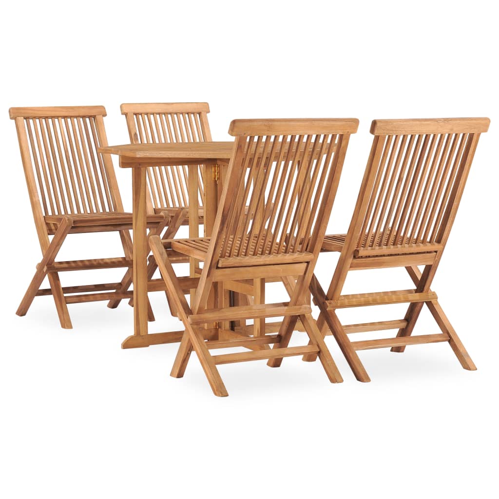 5 Piece Folding Outdoor Dining Set Solid Teak Wood - Sid & Sam