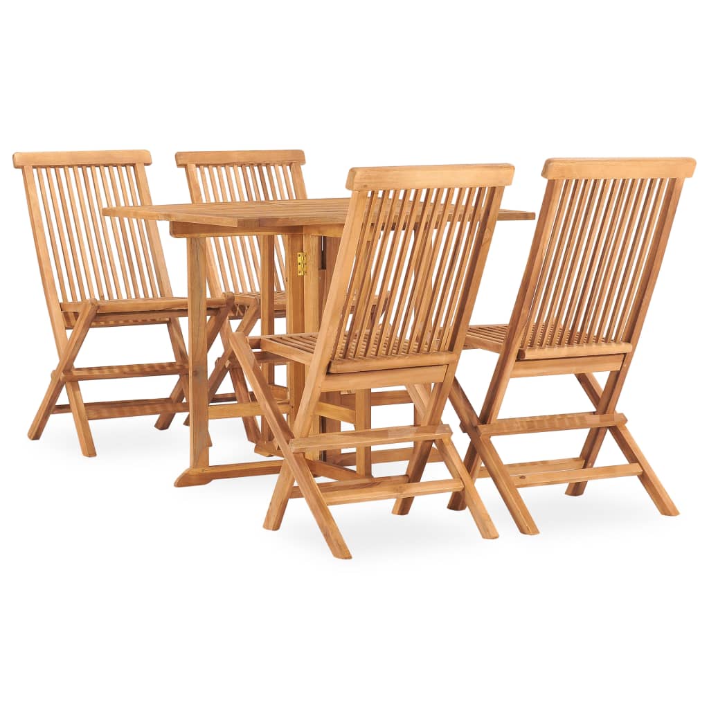 5 Piece Folding Outdoor Dining Set Solid Teak Wood - Casper Homes