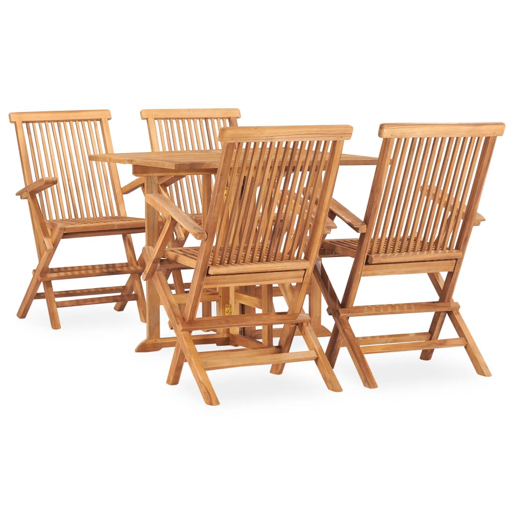 5 Piece Folding Outdoor Dining Set Solid Teak Wood - Direct Imports