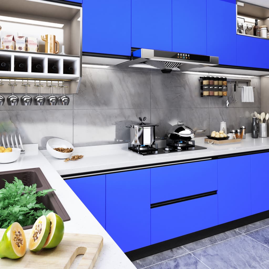 Self-adhesive Furniture Film High Gloss Blue 500x90 cm PVC - Decor Base