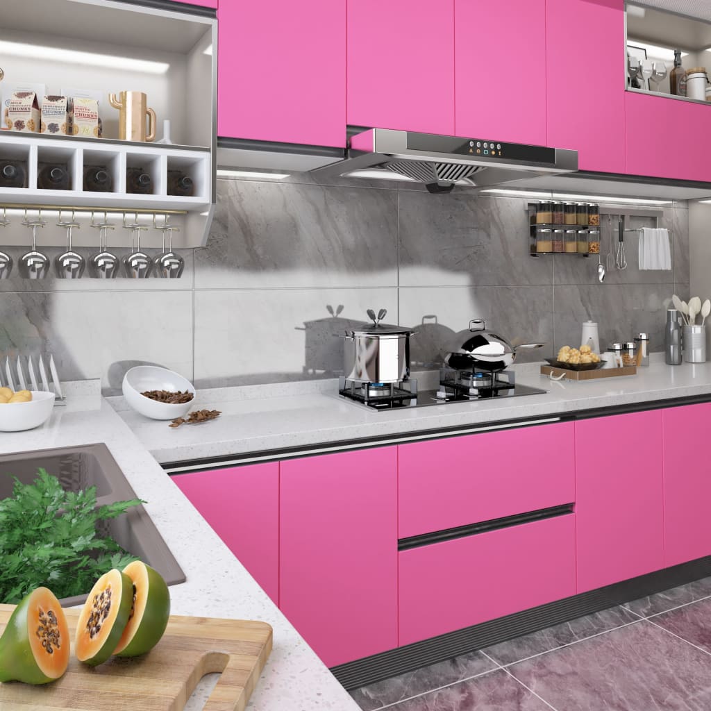 Self-adhesive Furniture Film High Gloss Pink 500x90 cm PVC - Unbeatable Bargains