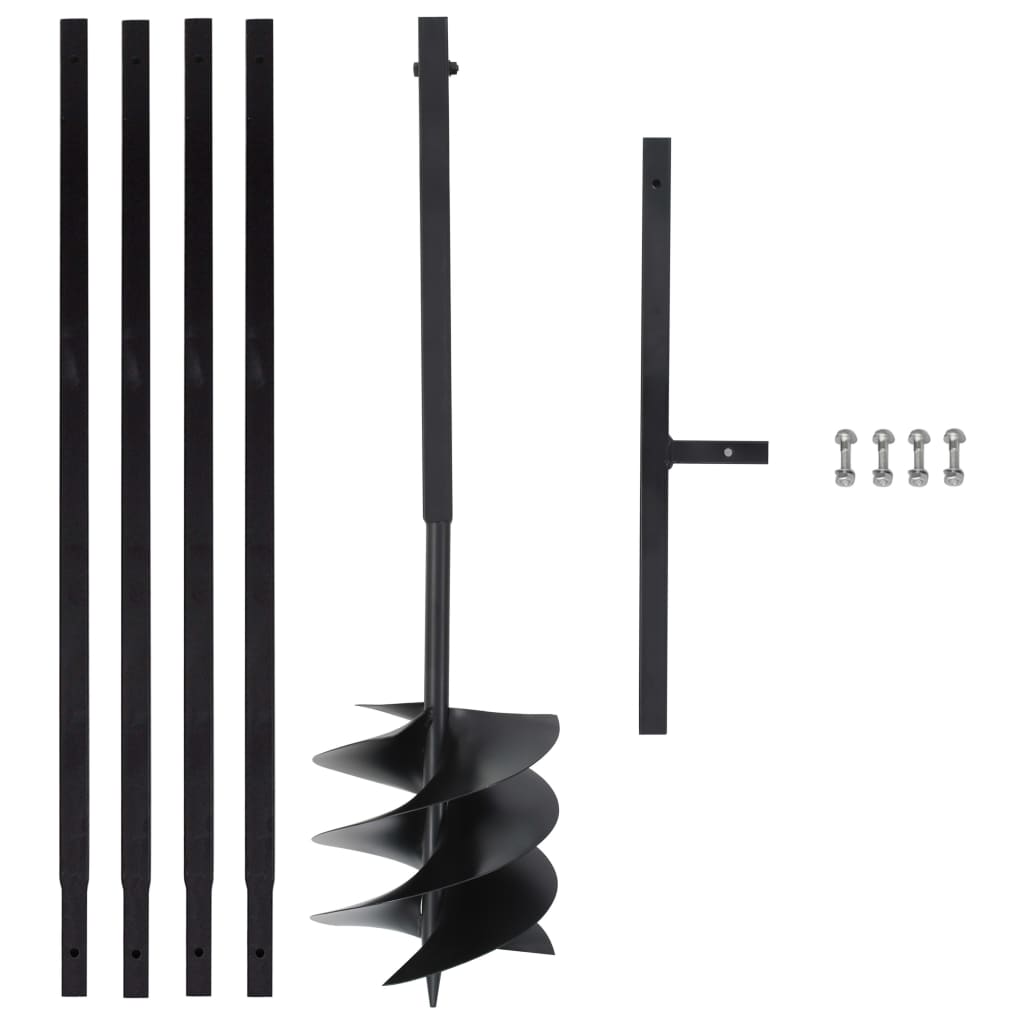 Ground Drill with Handle 250 mm with Extension Tube 4 m Steel - Design Hut