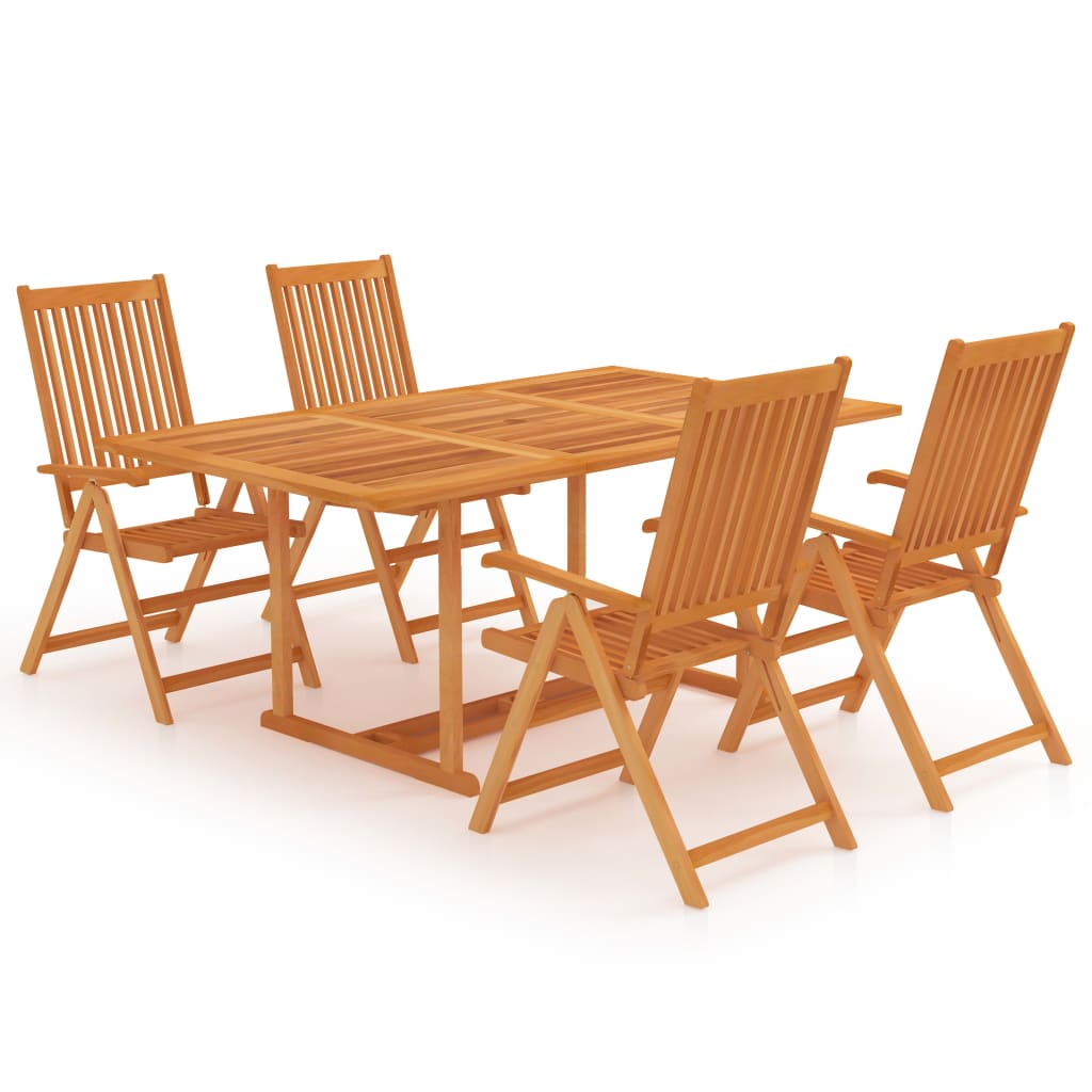 5 Piece Garden Dining Set Solid Teak Wood - Merlin Deals