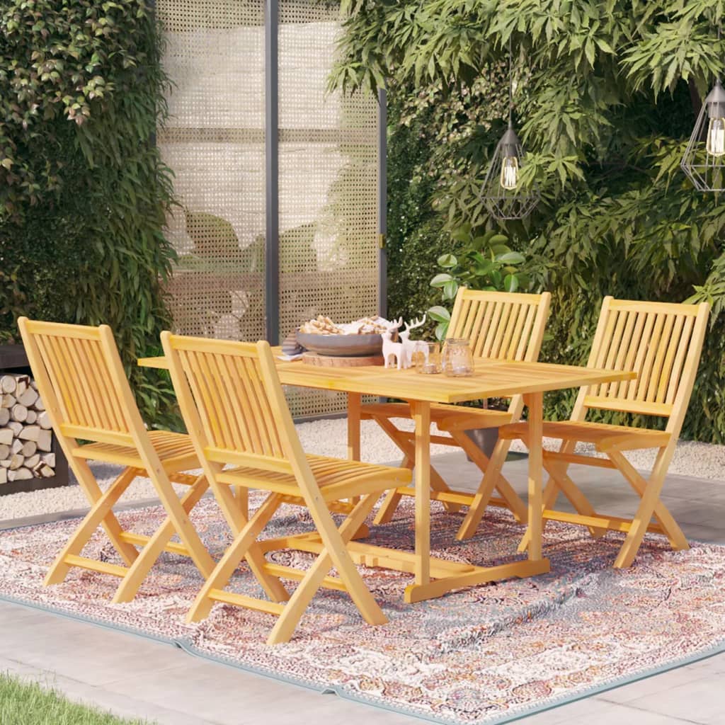 5 Piece Garden Dining Set Solid Teak Wood - Merkel Designers