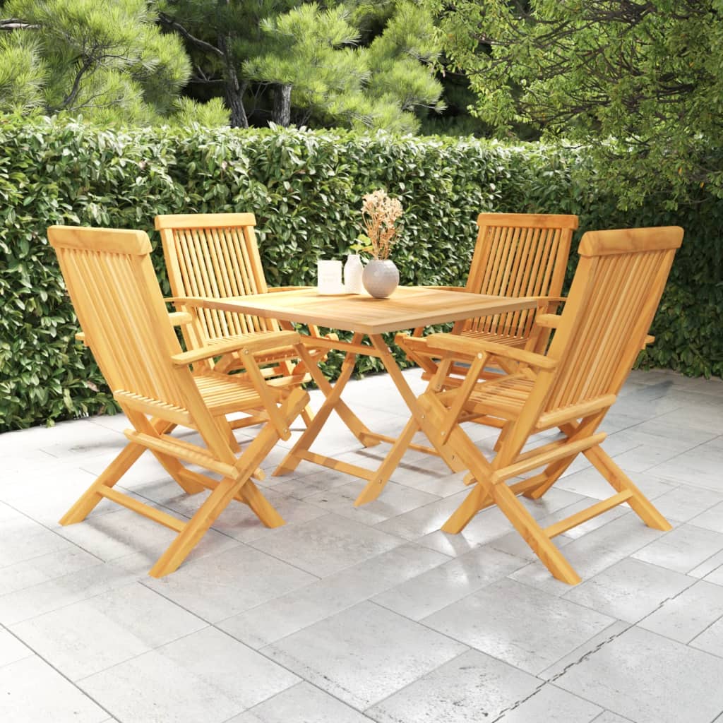 5 Piece Garden Dining Set Solid Teak Wood - Tyrell & Tyrell