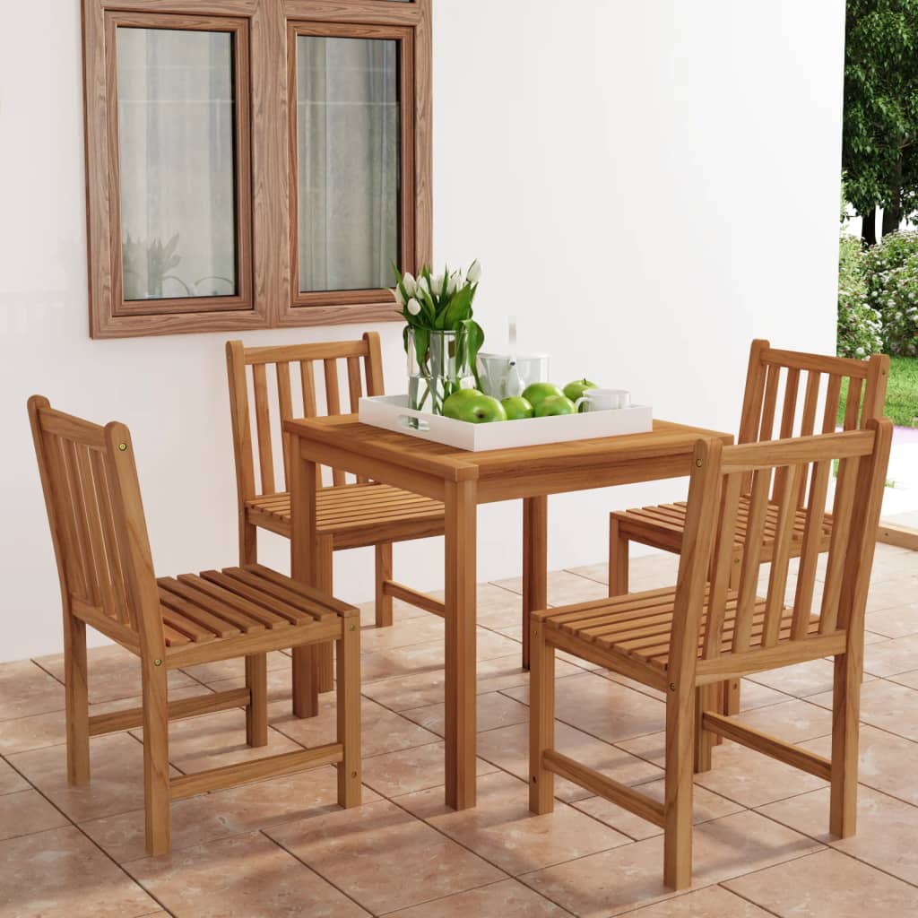 5 Piece Garden Dining Set 80x80 cm Solid Teak Wood - Direct Imports