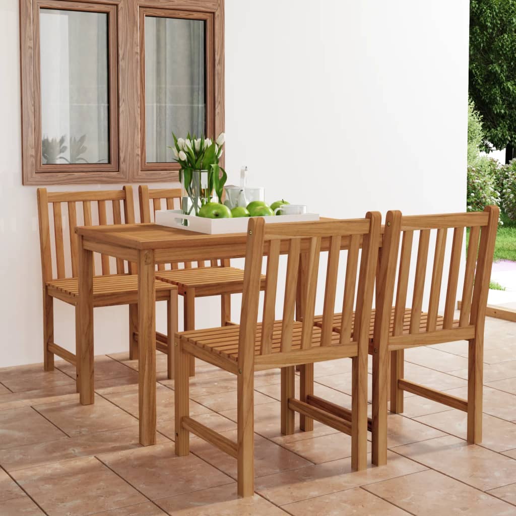 5 Pcs Garden Dining Set Solid Teak Wood - The Home Maker