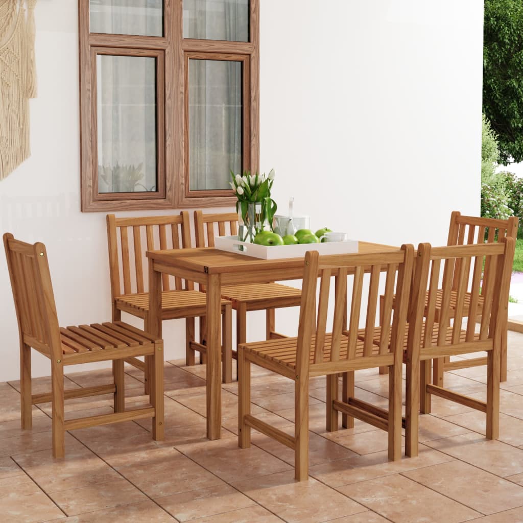 7 Pcs Garden Dining Set Solid Teak Wood - Unbeatable Bargains