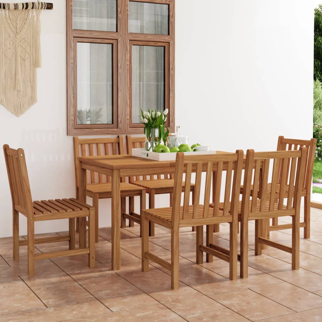 7 Piece Garden Dining Set Solid Teak Wood - Merkel Designers