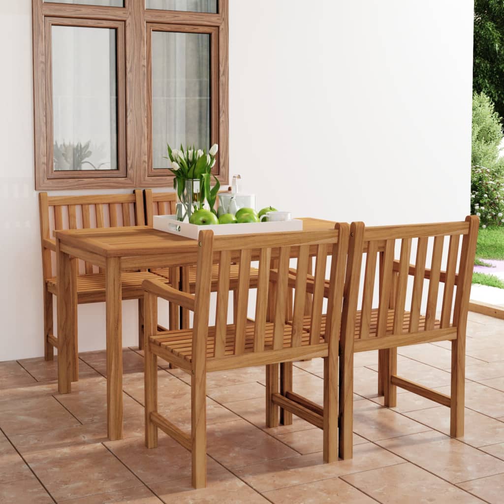 5 Piece Garden Dining Set Solid Teak Wood - The Home Maker
