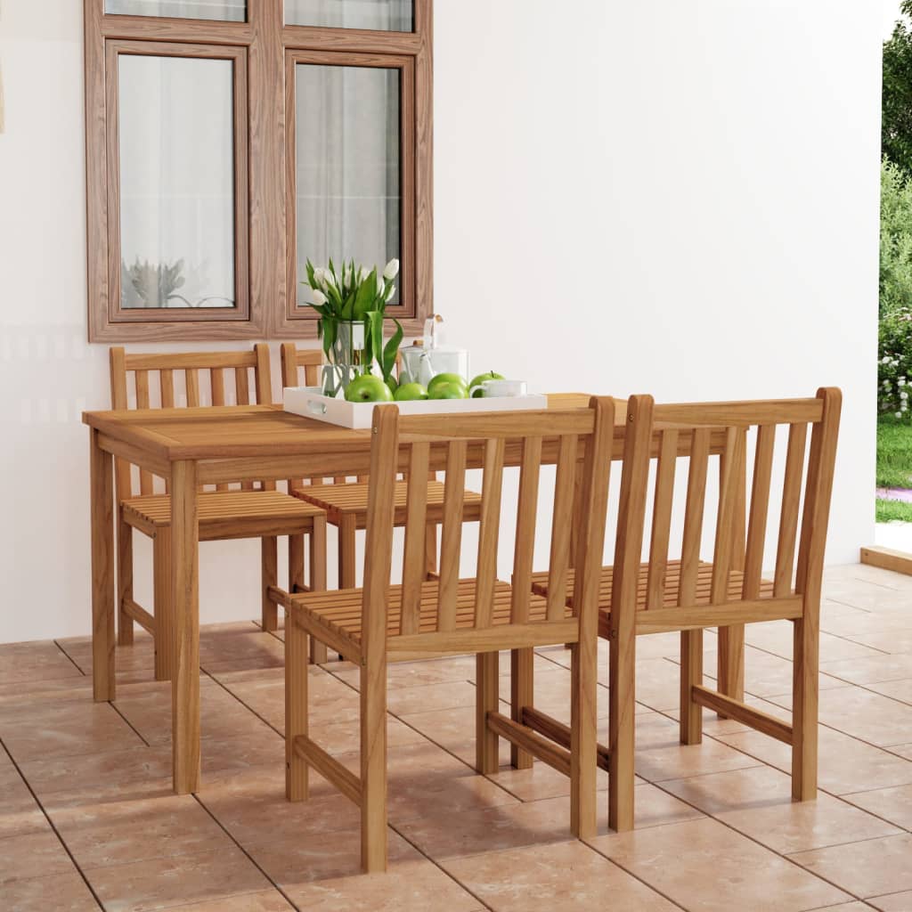 5 Piece Garden Dining Set Solid Teak Wood - Tyrell & Tyrell