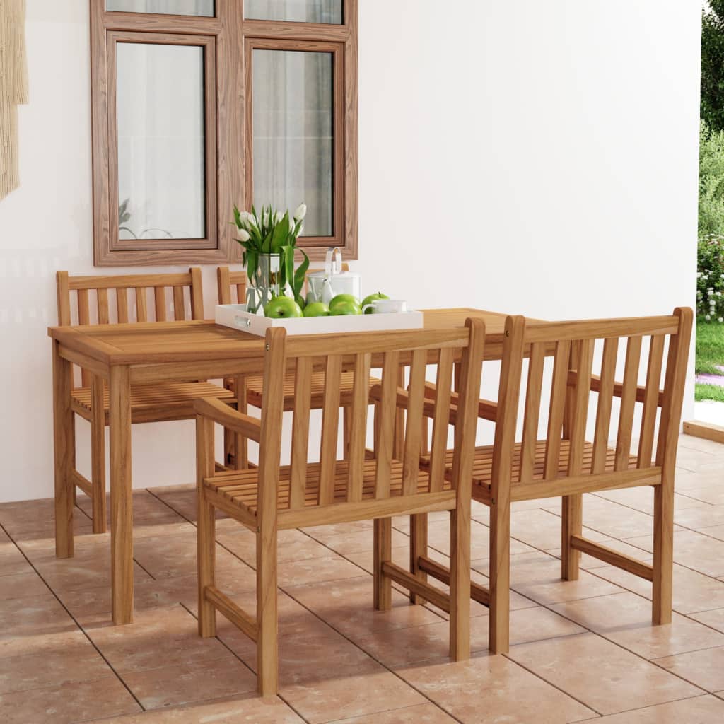 5 Piece Garden Dining Set Solid Teak Wood - Merkel Designers