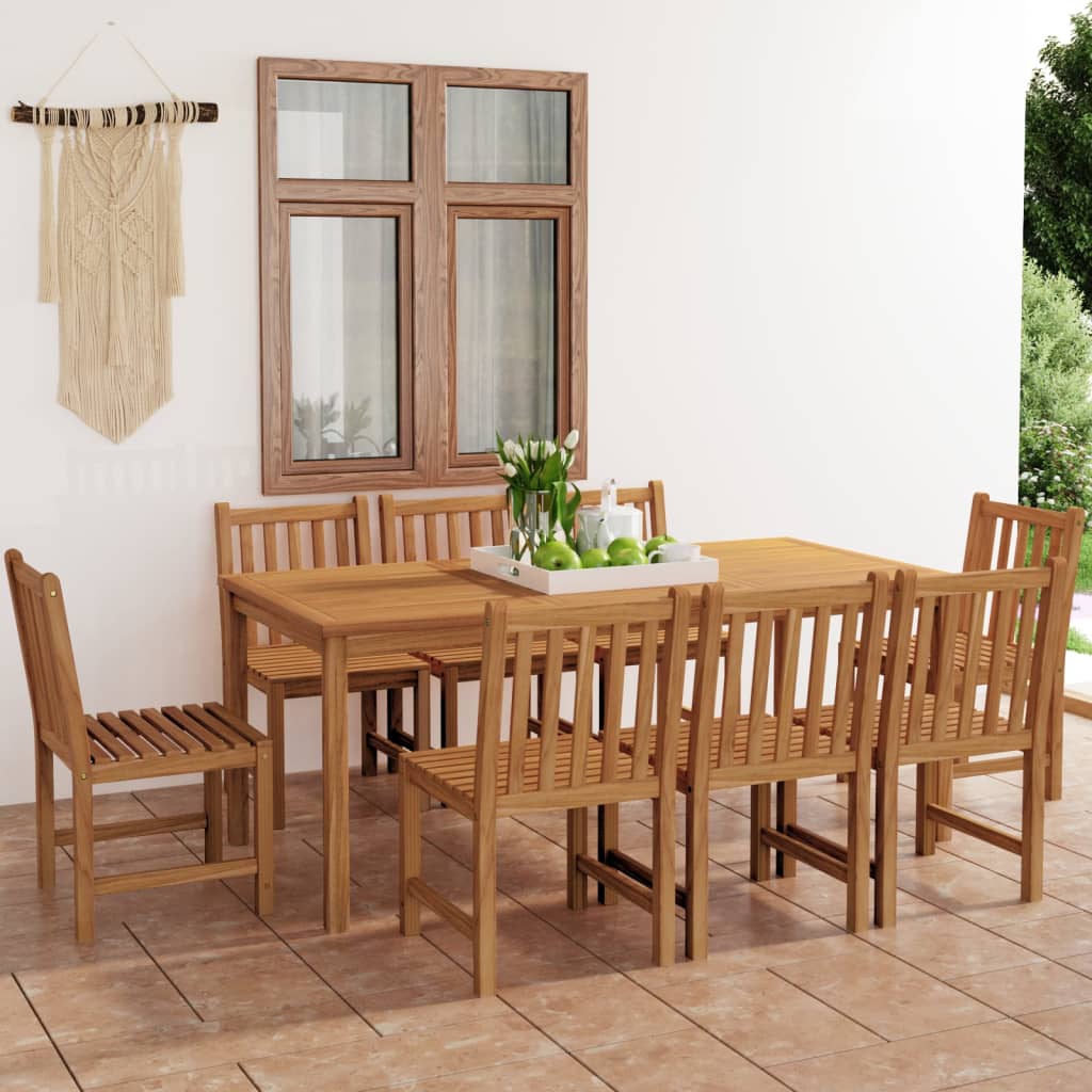 9 Piece Garden Dining Set Solid Teak Wood - Unbeatable Bargains