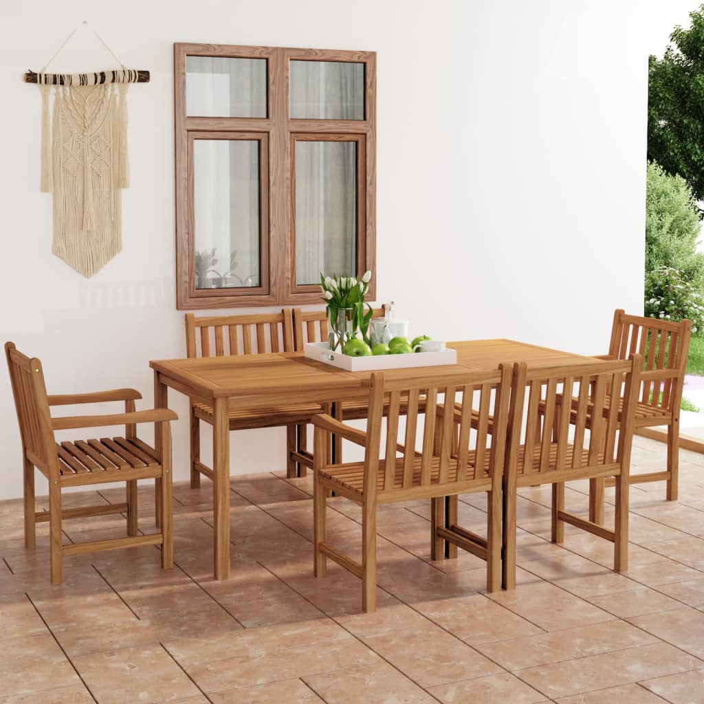 7 Piece Garden Dining Set Solid Teak Wood - The Home Maker