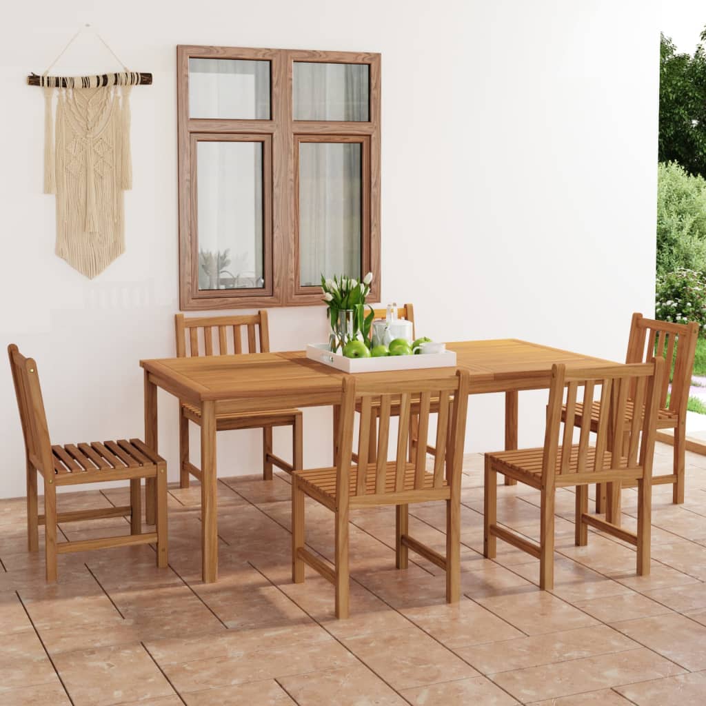 7 Piece Garden Dining Set Solid Teak Wood - Merlin Deals