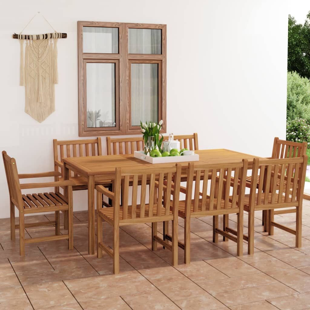 9 Piece Garden Dining Set Solid Teak Wood - Casper Homes