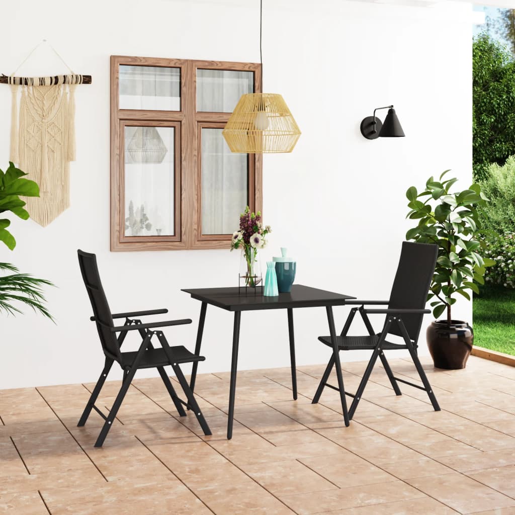 3 Piece Garden Dining Set Black - Casper Homes