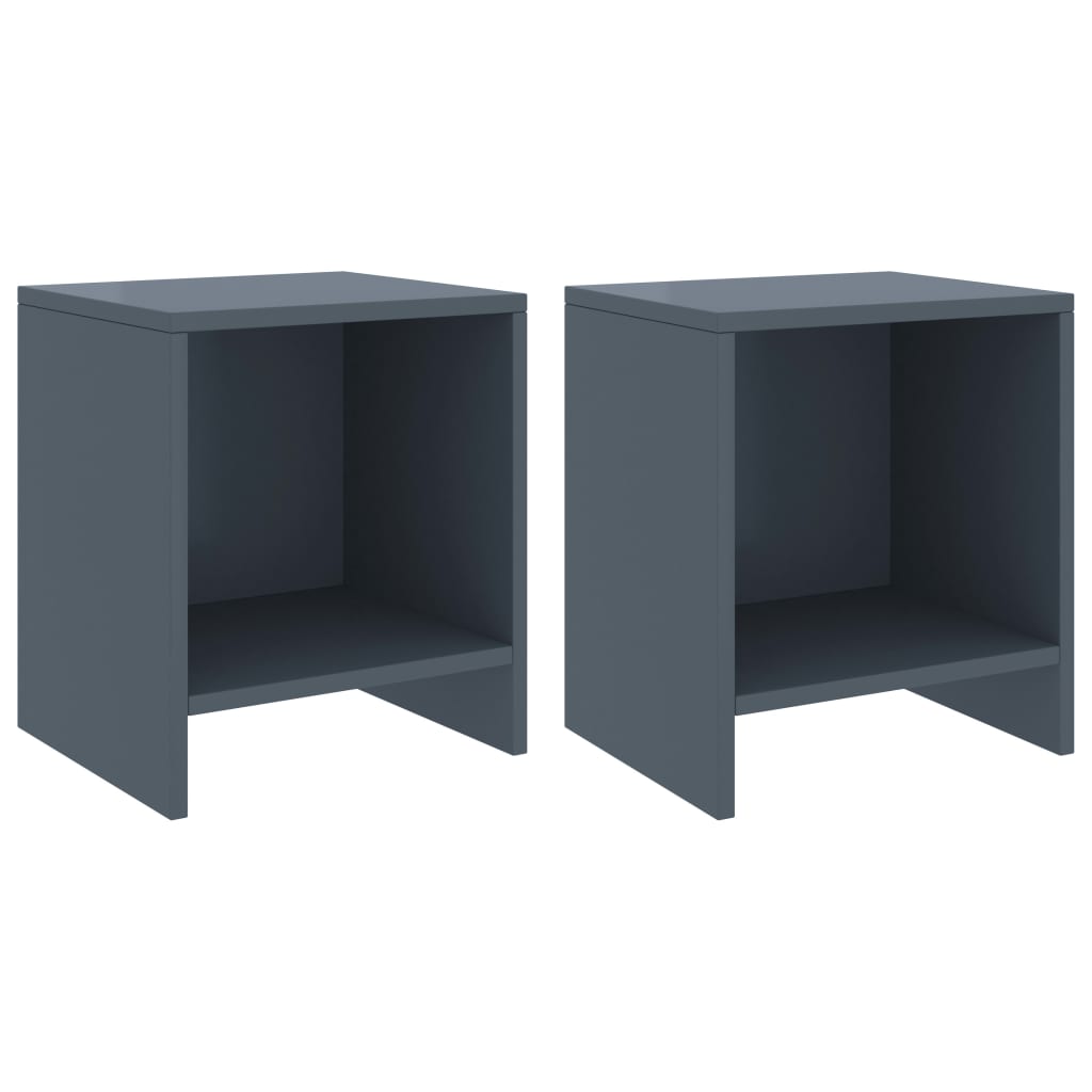 Bedside Table - NORRIS Joe 2 Piece Nightstand Light Grey 35cm - Design Hut