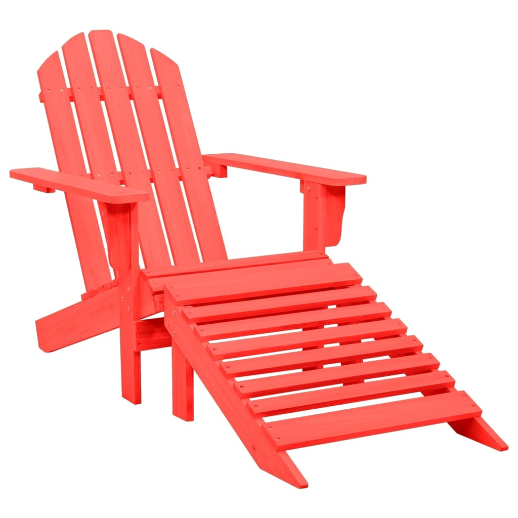 Garden Adirondack Chair with Ottoman Solid Fir Wood Red - Sid & Sam