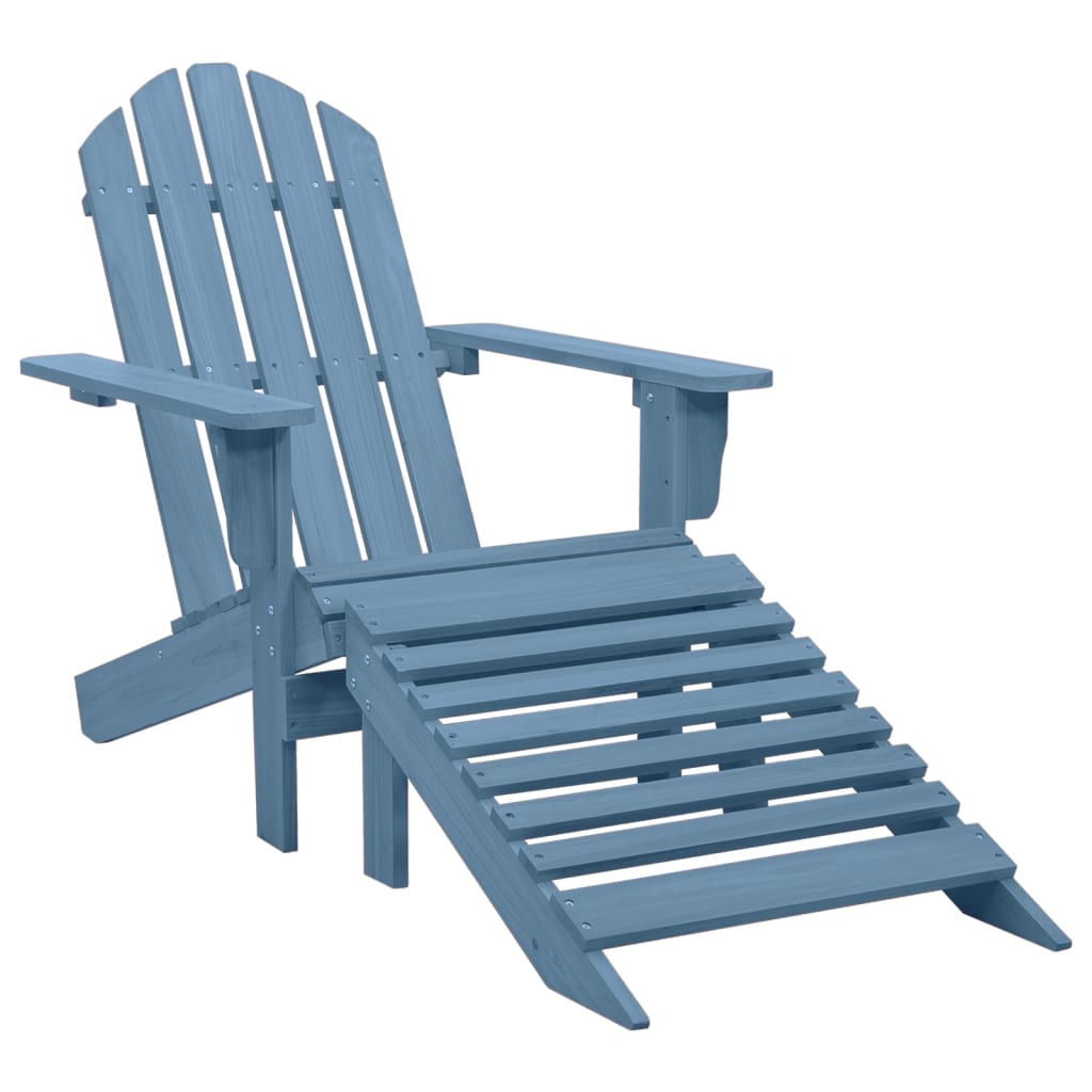 Garden Adirondack Chair with Ottoman Solid Fir Wood Blue - Design Hut