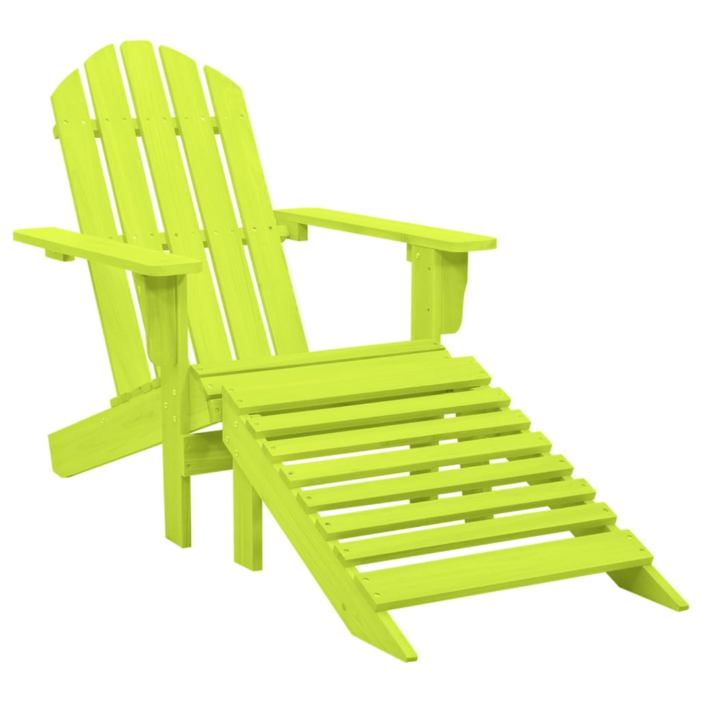 Garden Adirondack Chair with Ottoman Solid Fir Wood Green - All Things Good