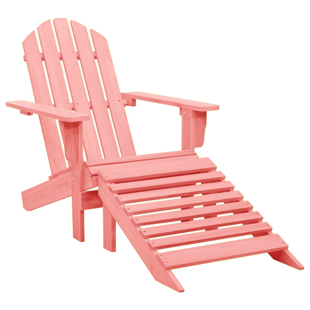 Garden Adirondack Chair with Ottoman Solid Fir Wood Pink - Style and Chic