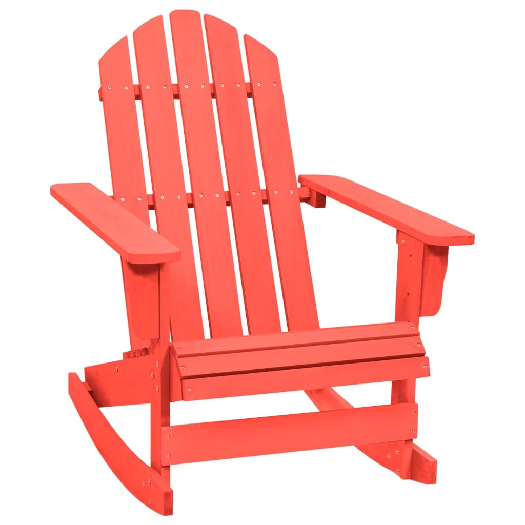 Garden Rocking Adirondack Chair Solid Fir Wood Red - Tyrell & Tyrell