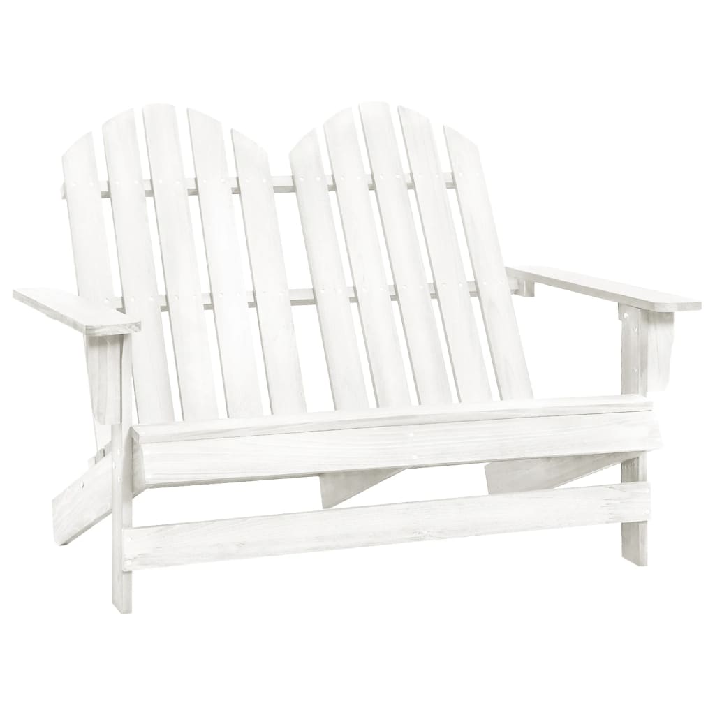 2-Seater Garden Adirondack Chair Solid Fir Wood White - Design Hut