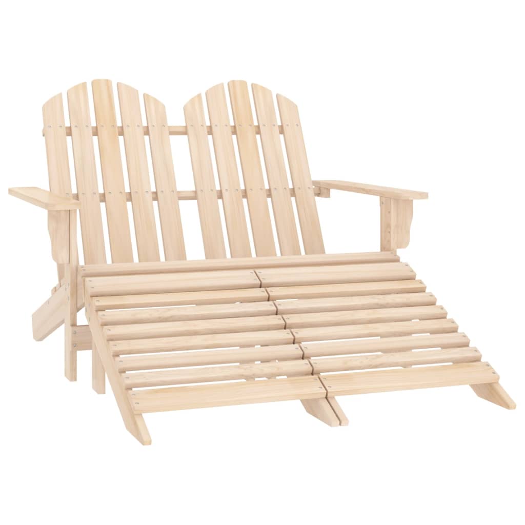 2-Seater Garden Adirondack Chair & Ottoman Fir Wood - Decor Base