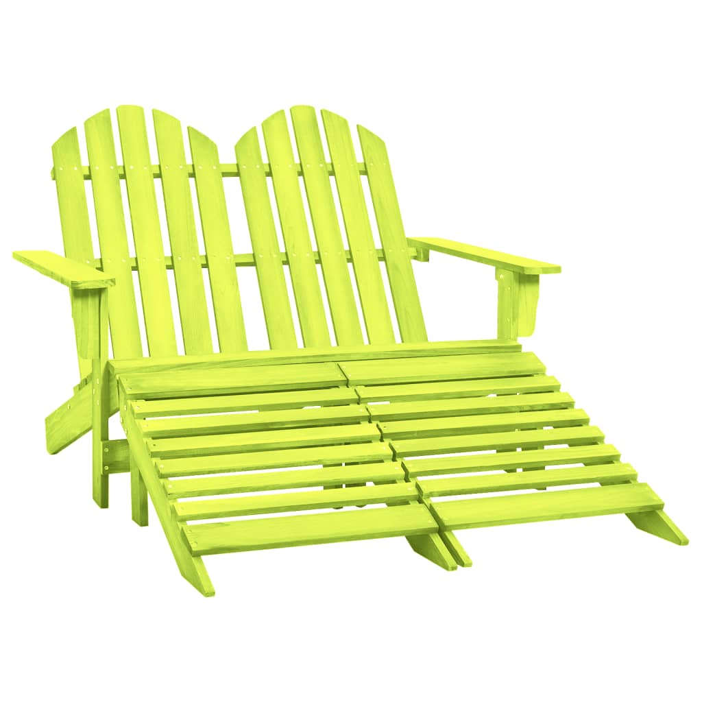 2-Seater Garden Adirondack Chair&Ottoman Fir Wood Green - R and M Furniture