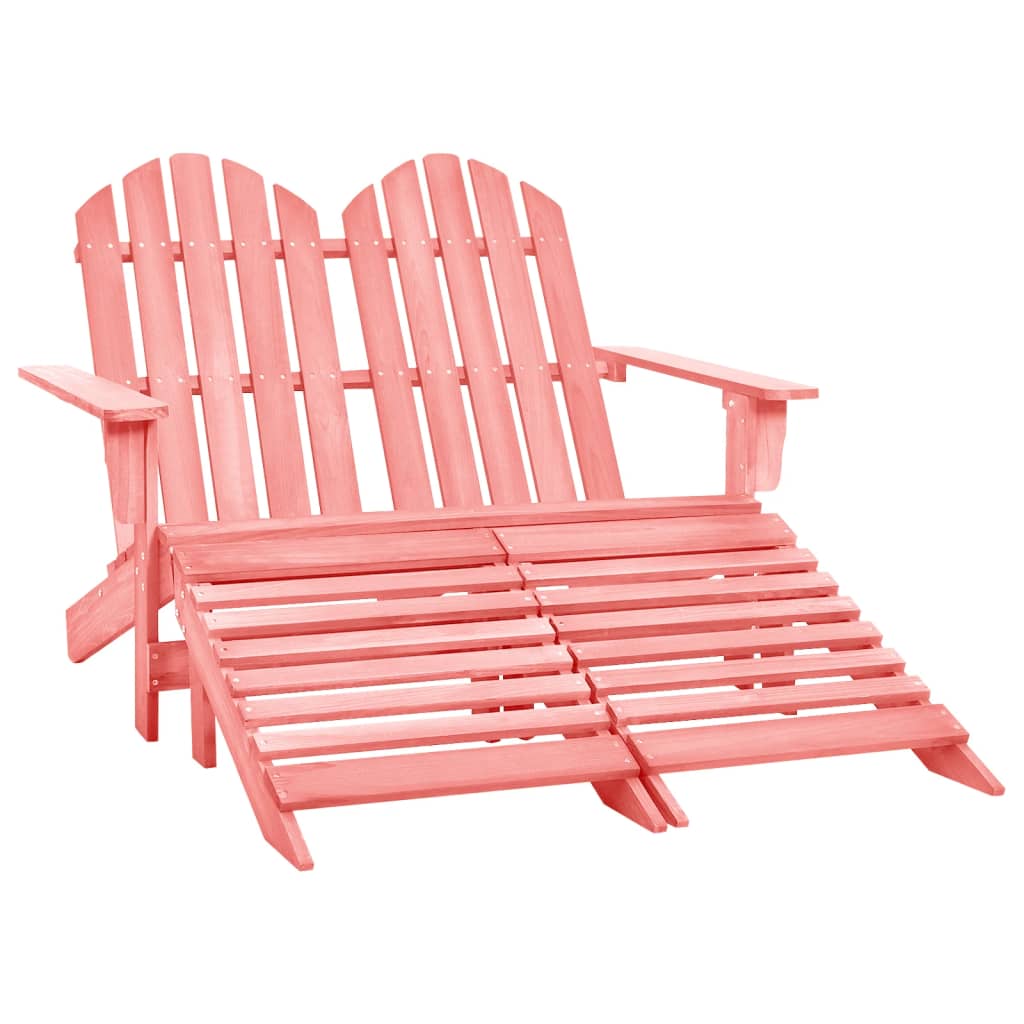 2-Seater Garden Adirondack Chair&Ottoman Fir Wood Pink - Design Hut