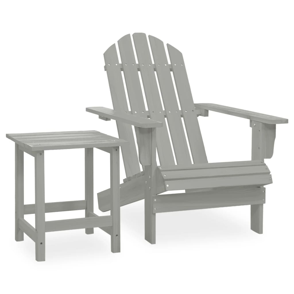 Garden Adirondack Chair with Table Solid Fir Wood Grey - Design Hut