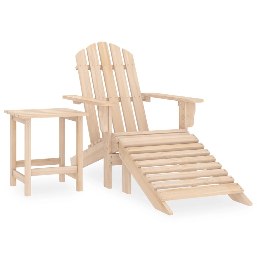 Garden Adirondack Chair with Ottoman and Table Solid Fir Wood - Unbeatable Bargains