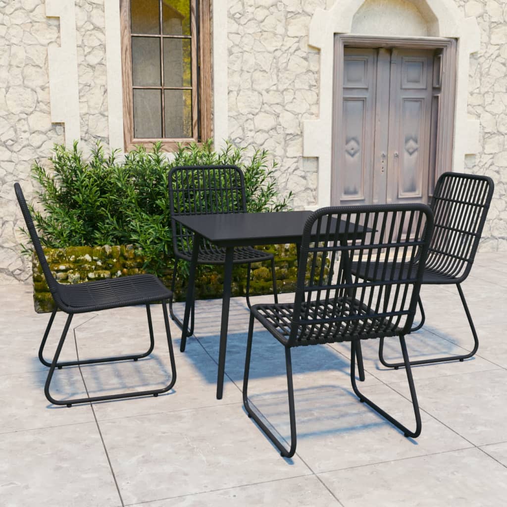 5 Piece Outdoor Dining Set Poly Rattan and Glass - Style and Chic