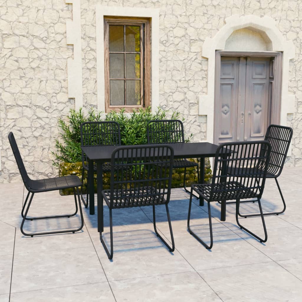 7 Piece Outdoor Dining Set Poly Rattan and Glass - Style and Chic