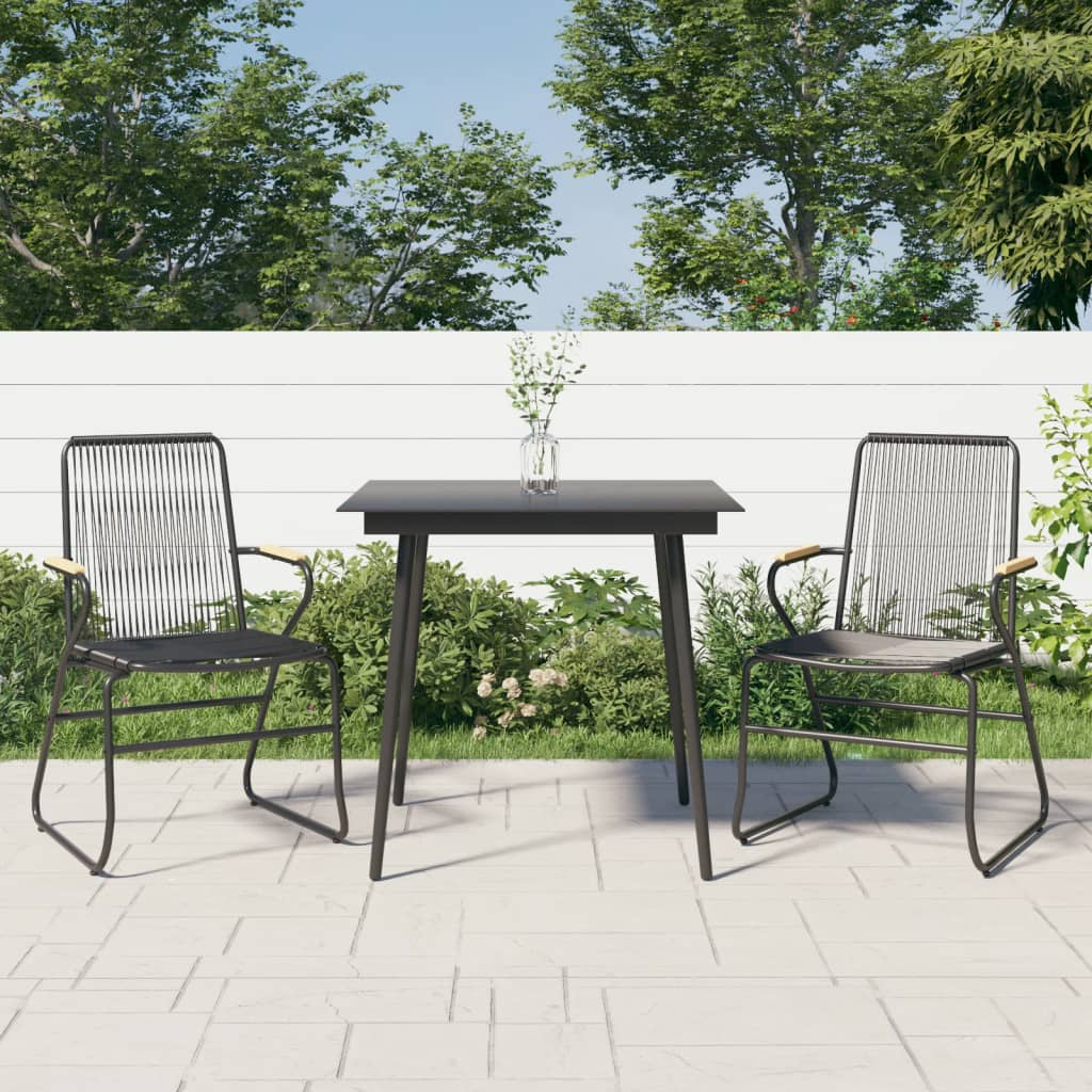 3 Piece Garden Dining Set Black PVC Rattan - Millennium Furniture
