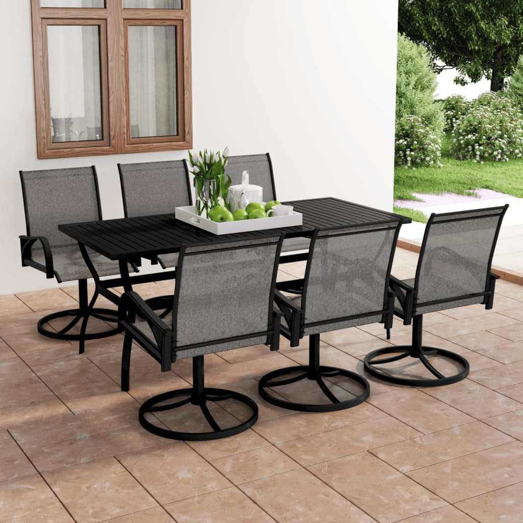 7 Piece Garden Dining Set Textilene and Steel - Direct Imports